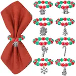 Christmas Theme Glass Beads Napkin Rings