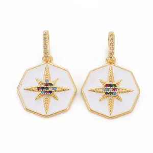 Brass Micro Pave Colorful Cubic Zirconia Pendants