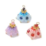 3Pcs 3 Style Natural Mixed Gemstone & Glass Seed Pendants