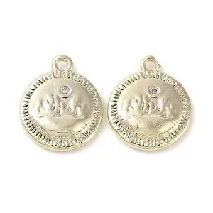 Brass Micro Pave Clear Cubic Zirconia Charms