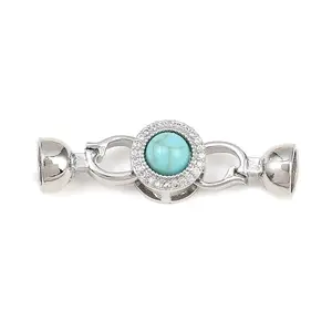 Brass Micro Pave Clear Cubic Zirconia Fold Over Clasps