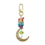 Alloy Hollow Moon & Lampwork Mushroom Pendant Decorations