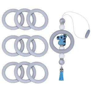 9Pcs Ring Food Grade Eco-Friendly Silicone Focal Beads