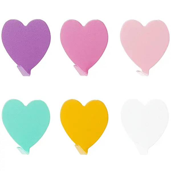 12Pcs 6 Colors Iron Heart-shaped Adhesive Hook