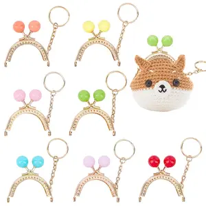 7Pcs 7 Colors Resin Bead with Iron Purse Frame Handle