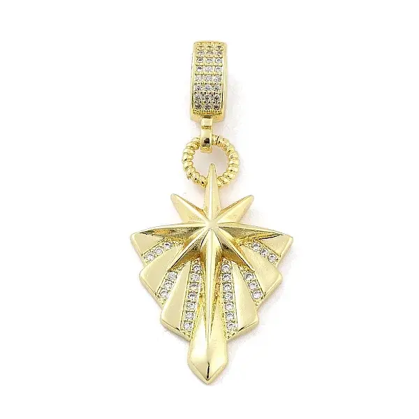 Brass Micro Pave Clear Cubic Zirconia Star European Dangle Charms