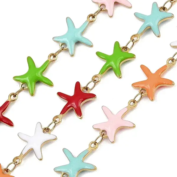 304 Stainless Steel Enamel Starfish Link Chains