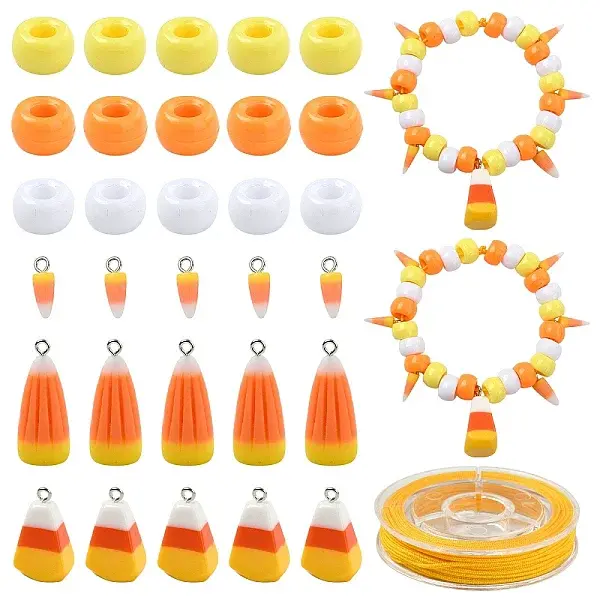 DIY Barrel Plastic Beads & Resin Candy Corn Pendant Making Kits