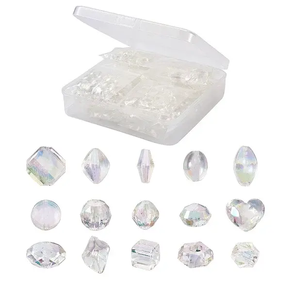 150Pcs 15 Style Transparent Acrylic Beads