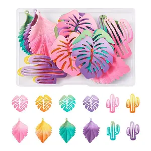 24Pcs 12 Style Gradient Spray Painted Iron Pendants