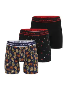Jack & Jones Plus Boxerky 'JACGingerbread'  tmavomodrá / karamelová / červená / čierna