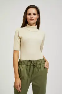 Marisse Turtleneck Sweater Decorated With Pearl Metallic Thread