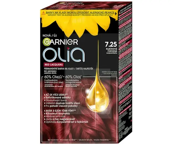 Permanentní olejová barva Garnier Olia 7.25 rubínově červená + dárek zdarma