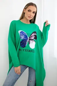 Halenka s potiskem oversize světle zelená