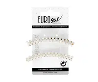 Klipsová spona do vlasů s perličkami Eurostil Professional - 8 cm, zlatá, 2 ks (06938)