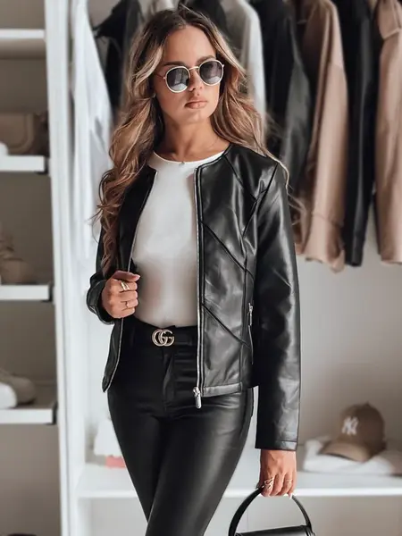 Dámská kožená bunda CHICLEATHER černá