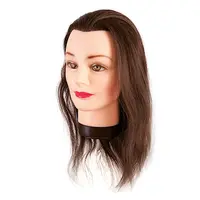 Cvičná hlava s přírodními vlasy Eurostil Professional - kaštanově hnědá, 35-40 cm (00624) + dárek zdarma