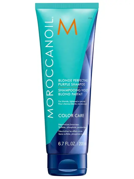 Neutralizační šampon pro blond vlasy Moroccanoil Blonde Perfecting Purple Shampoo - 200 ml + dárek zdarma