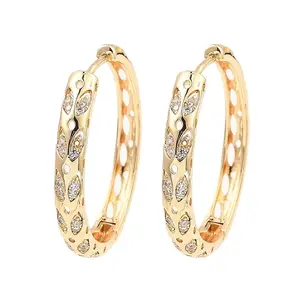 Brass Micro Pave Cubic Zirconia Hoop Earring