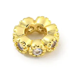 Rack Plating Brass Cubic Zirconia Spacer Beads