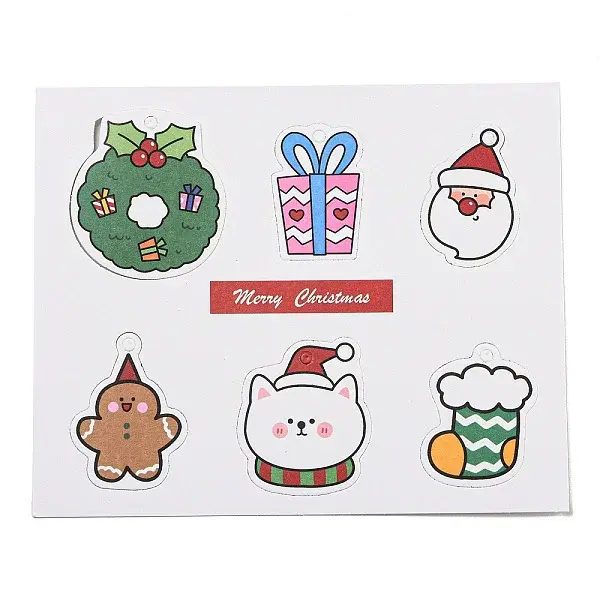 6 Styles Christmas Paper Gift Tag Display Cards