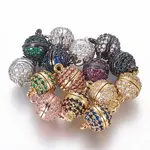 Brass Micro Pave Cubic Zirconia Magnetic Clasps with Loops