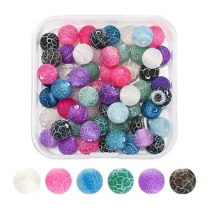60Pcs 6 Colors Natural Weathered Agate Beads Strands