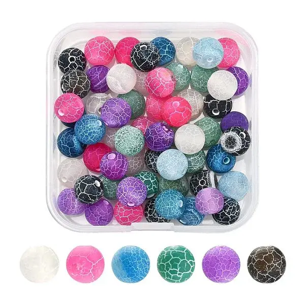 60Pcs 6 Colors Natural Weathered Agate Beads Strands