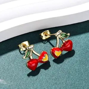 Brass Micro Pave Cubic Zirconia Stud Earrings
