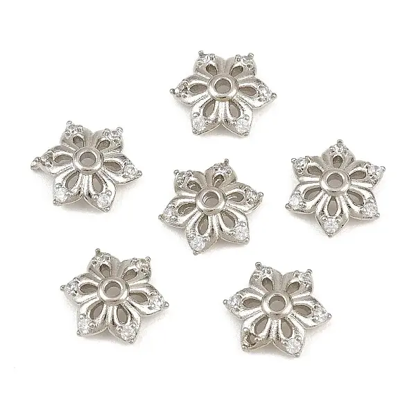 Brass Micro Pave Cubic Zirconia Bead Caps