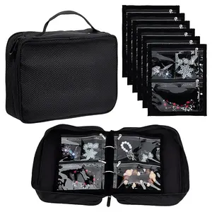 Polyester Jewelry Organizer Bags with Handles and PVC Sheet Inside