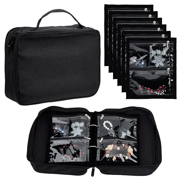 Polyester Jewelry Organizer Bags with Handles and PVC Sheet Inside