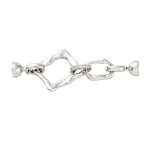 Brass Micro Pave Clear Cubic Zirconia Fold Over Clasps