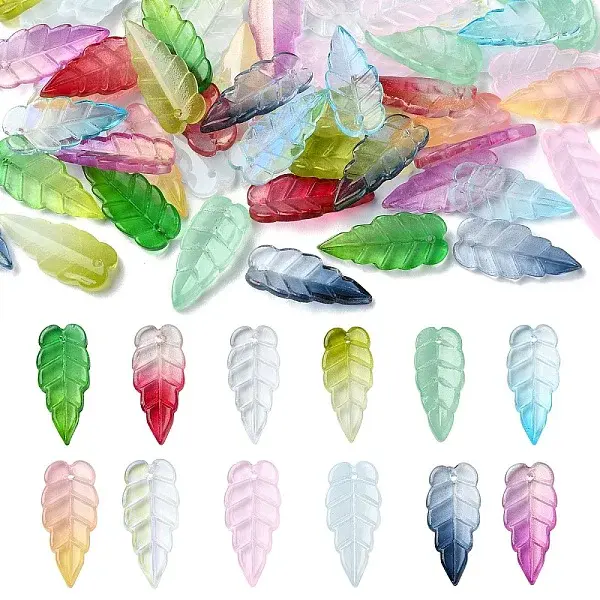60Pcs 12 Styles Electroplate Glass Pendant