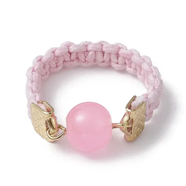 Glass Round Ball Braided Bead Style Finger Ring