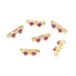 Brass Pave Magenta Cubic Zirconia 3-Hole Spacer Bars