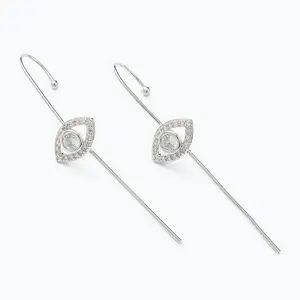 Brass Micro Pave Clear Cubic Zirconia Ear Wrap Crawler Hook Earrings