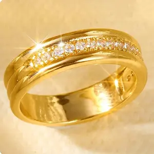 Brass Micro Pave Cubic Zirconia Finger Rings