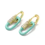 Oval Golden Brass Dangle Hoop Earrings