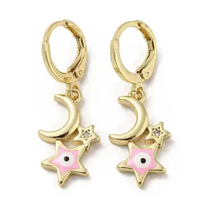 Real 18K Gold Plated Brass Dangle Leverback Earrings