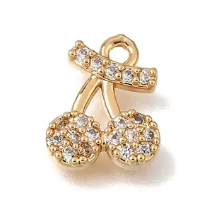 Brass Micro Pave Clear Cubic Zirconia Charms