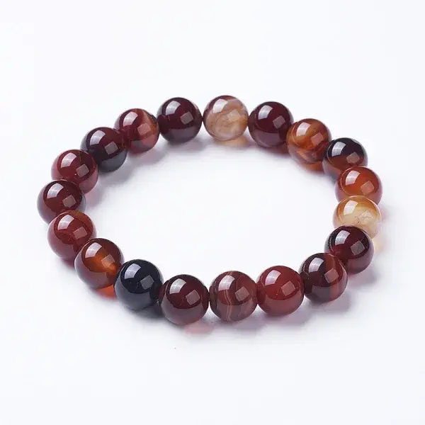 Natural Striped Agate/Banded Agate Beaded Stretch Bracelets