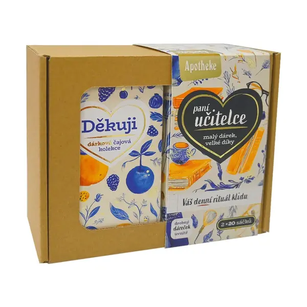 Apotheke Paní učitelce (Děkuji+Ze srdce) dárková sada 2x20 sáčků