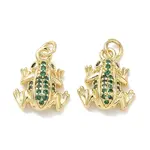 Brass Micro Pave Green Cubic Zirconia Charms