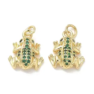 Brass Micro Pave Green Cubic Zirconia Charms