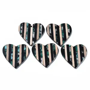 Stripe Resin & Walnut Wood Pendants