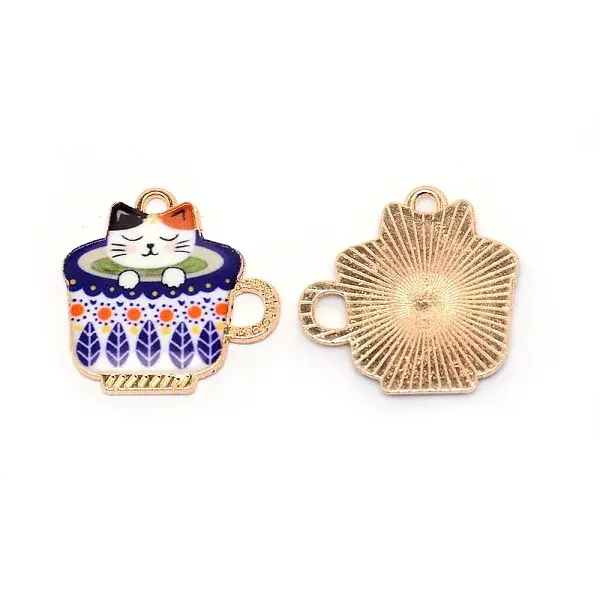 Japanese Style Print Alloy Enamel Pendants