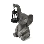 Resin Elephant Statue with Solar Lantern Outdoor Figurine Display Decorations
