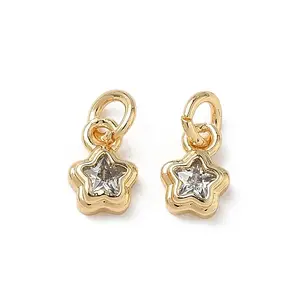 Brass Micro Pave Clear Cubic Zirconia Charms