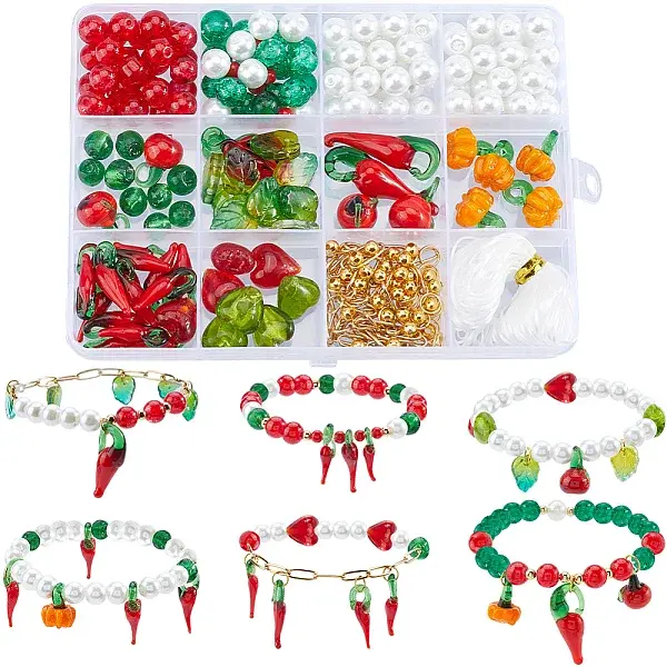 Brass Lampwork with Glass Chili Bracelet Kit